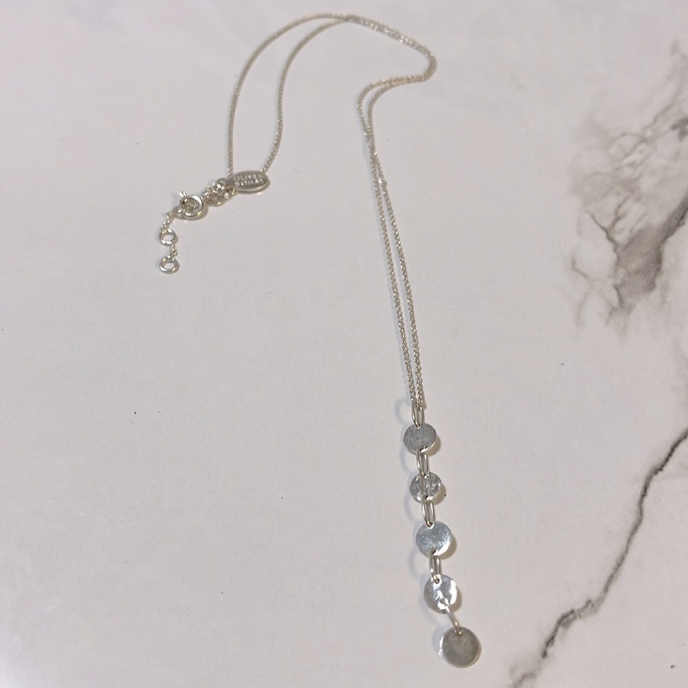 Oliver Bonas Sterl. Silv.925 Chain Necklace Circles Waterfall Pendant